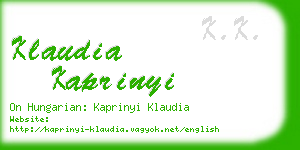 klaudia kaprinyi business card